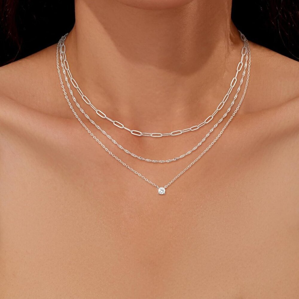 Trendy Lightweight Silver Plated Stackable Neckla… - image 3